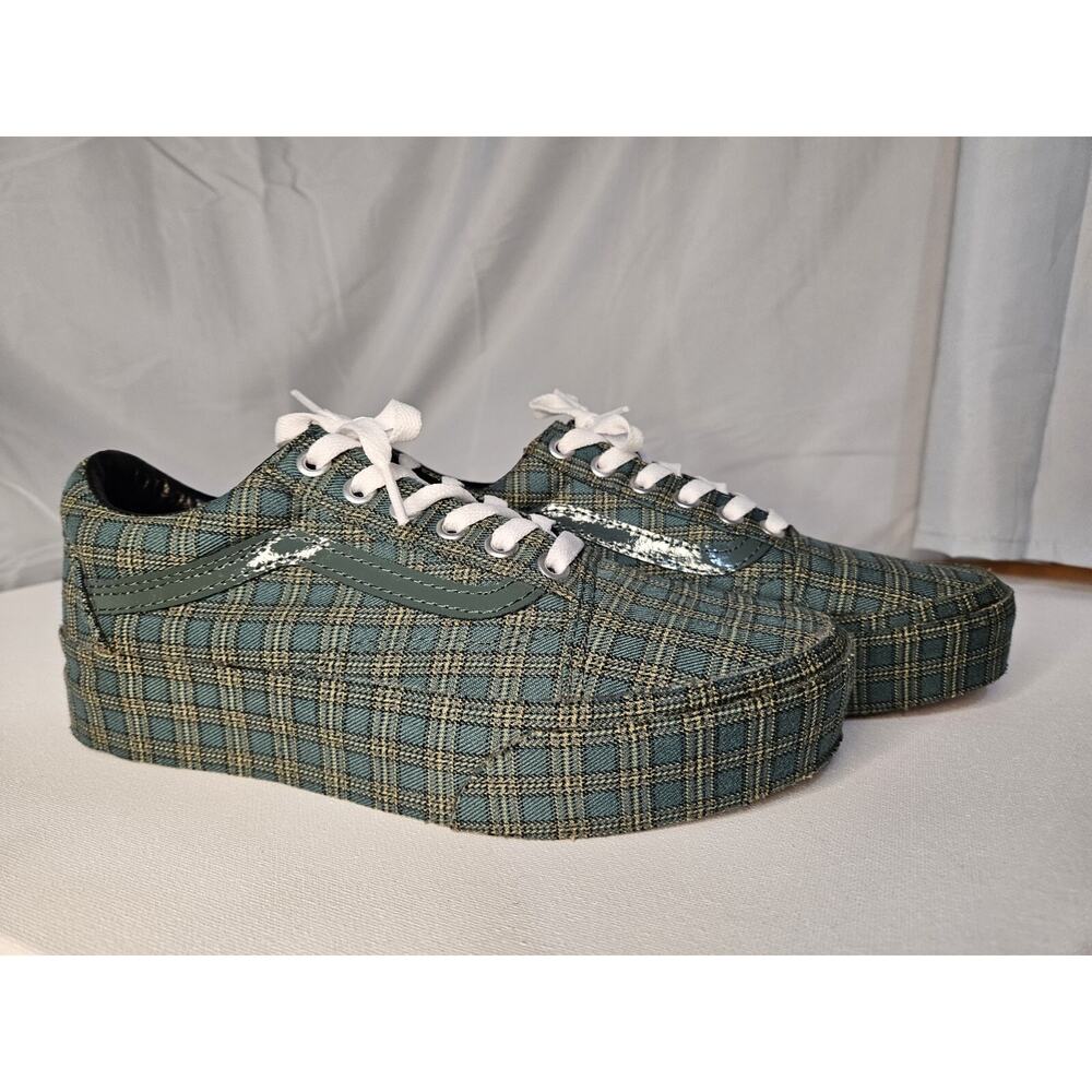 NEW Vans Old Skool Platform Green Plaid RARE - Picture 6 of 6